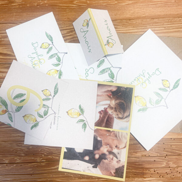 Pack papeterie de mariage collection citron